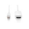 Cable Displayport 1.2 4K 60Hz UHD Type miniDP/HDMI A M/M white 2m AK-340304-020-W