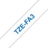 Brother szalag 12mm fehér alapon kék textil TZEFA3