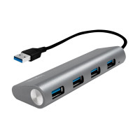 LOGILINK - USB 3.0 hub, 4 port with card reader, aluminum casing, silver UA0307