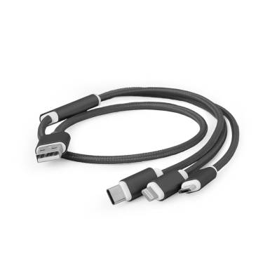 Gembird USB charging combo 3-in-1 cable, black, 1m CC-USB2-AM31-1M
