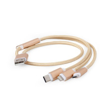 Gembird USB charging combo 3-in-1 cable, gold, 1m CC-USB2-AM31-1M-G