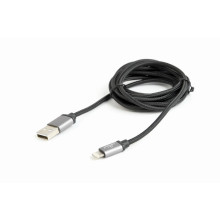 Gembird USB to 8-pin cable, cotton braided, metal connectors, 1.8m, black CCB-mUSB2B-AMLM-6
