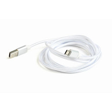 Gembird cotton braided micro USB cable 2.0 AM-MBM5P 1.8M, metal connectors,silve CCB-mUSB2B-AMBM-6-S