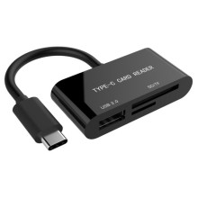 Gembird compact USB Type-C SDXC combo card reader, OTG, black UHB-CR3-02