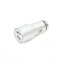 OMEGA USB autós töltő, 2 portos, 2.1A, ezüst OUCC2MS