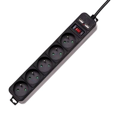 Akyga Surge Protector AK-SP-05U 1.5m 5 outlets CEE7/5 USB(5V/2A) +switch AK-SP-05U