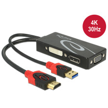 Delock Adapter HDMI-dugós csatlakozó  DVI / VGA / Displayport-csatlakozóhüvely 4K fekete 62959