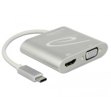 Delock Elosztó USB Type-C™ csatlakozóval (DP alternatív mód)  1 db HDMI + 1 db VGA csatlakozó 87705