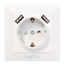 LogiLink 2-Port USB wall outlet with 1x safety socket PA0162
