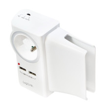 LogiLink USB Power Socket Adapter, 2x USB ports with phone holder, french type PA0166