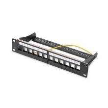 DIGITUS Patch panel 10'' 12-port  1U modular Keystone, tray, black DN-91420