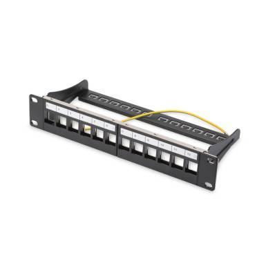DIGITUS Patch panel 10'' 12-port 1U modular Keystone, tray, black DN-91420 DIGITUS Patch panel 10'' 12-port 1U modular Keystone, tray, black DN-91420