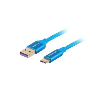 Lanberg Premium cable USB-C(M)-A(M) 2.0 1M Blue CA-USBO-21CU-0010-BL