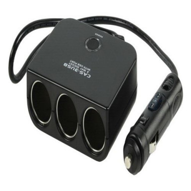 HQ Háromutas szivargyújtó elosztó, 12 V + USB
