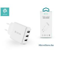 Devia ST320460 Smart 3.4A univerz&aacute;lis 3x USB feh&eacute;r h&aacute;l&oacute;zati t&ouml;ltő ST320460