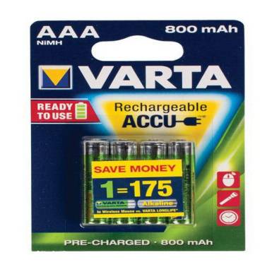 Varta Akkumul&aacute;tor NiMH AAA/LR03 1.2 V 800 mAh R2U 4-blister