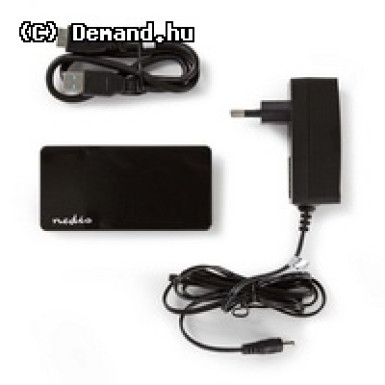 USB3 HUB 4 Port+tápegység Nedis UHUBU3420BK  Black