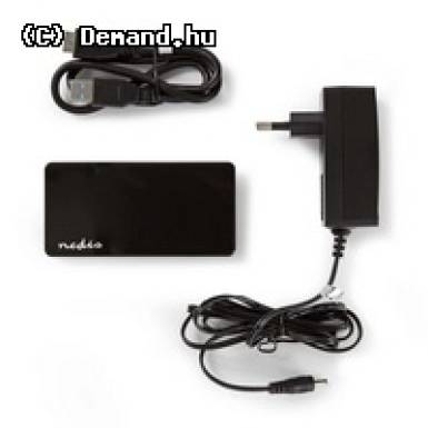 USB3 HUB 4 Port+t&aacute;pegys&eacute;g Nedis UHUBU3420BK  Black