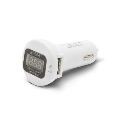 Delight Autós USB töltő + Volt mérő fehér 55054WH