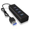 IcyBox 4x Port USB 3.0 Hub, Black IB-HUB1409-U3