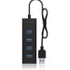 IcyBox 4x Port USB 3.0 Hub, Black IB-HUB1409-U3