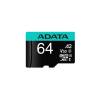 ADATA 64GB Premier Pro MICROSDXC, R/W up to 100/80 MB/s, Adapterrel AUSDX64GUI3V30SA2-RA