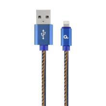 Gembird Premium jeans (denim) 8-pin cable with metal connectors, 1m, blue CC-USB2J-AMLM-1M-BL