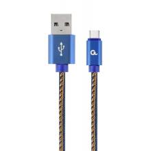 Gembird Premium jeans (denim) Type-C USB cable with metal connectors, 2m, blue CC-USB2J-AMCM-2M-BL