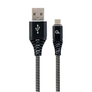 Gembird Premium cotton braided Micro-USB charging and data cable,1m,black/white CC-USB2B-AMmBM-1M-BW Gembird Premium cotton braided Micro-USB charging and data cable,1m,black/white CC-USB2B-AMmBM-1M-BW