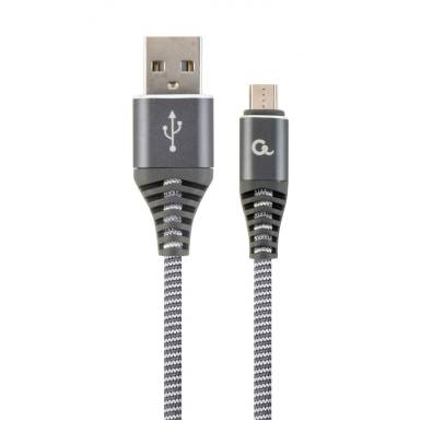 Gembird Premium cotton braided Micro-USB charging and data cable,1m,grey/white CC-USB2B-AMmBM-1M-WB2 Gembird Premium cotton braided Micro-USB charging and data cable,1m,grey/white CC-USB2B-AMmBM-1M-WB2