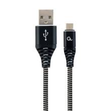 Gembird Premium cotton braided Micro-USB charging and data cable,2m,black/white CC-USB2B-AMmBM-2M-BW