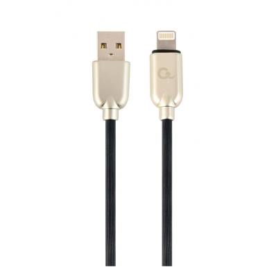 Gembird Premium rubber 8-pin charging and data cable, 2m, black CC-USB2R-AMLM-2M Gembird Premium rubber 8-pin charging and data cable, 2m, black CC-USB2R-AMLM-2M