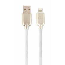 Gembird Premium rubber 8-pin charging and data cable, 2m, white CC-USB2R-AMLM-2M-W