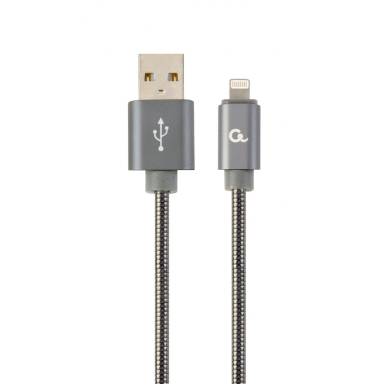 Gembird Premium spiral metal 8-pin charging and data cable, 2m, metallic-grey CC-USB2S-AMLM-2M-BG Gembird Premium spiral metal 8-pin charging and data cable, 2m, metallic-grey CC-USB2S-AMLM-2M-BG