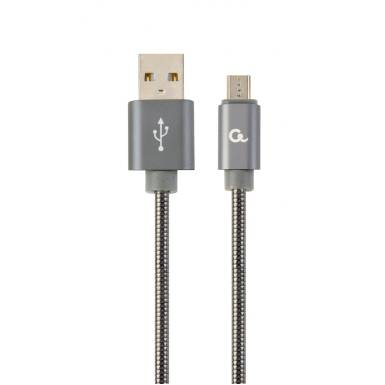 Gembird Premium spiral metal Micro-USB charging and data cable,2m,metallic-grey CC-USB2S-AMmBM-2M-BG Gembird Premium spiral metal Micro-USB charging and data cable,2m,metallic-grey CC-USB2S-AMmBM-2M-BG