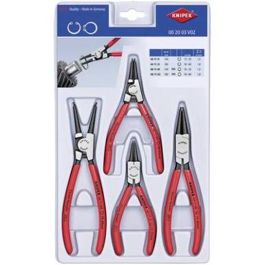 Seeger gyűrű fogó készlet 19-60 mm, 12-25 mm 10-25 mm, 19-60 mm Hegy forma Egyenes Knipex 00 20 03 V02 Seeger gyűrű fogó készlet 19-60 mm, 12-25 mm 10-25 mm, 19-60 mm Hegy forma Egyenes Knipex 00 20 03 V02