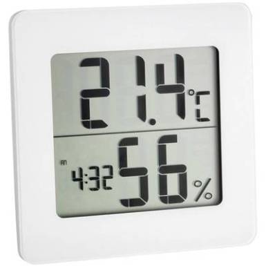 Digit&aacute;lis hőm&eacute;rő &eacute;s p&aacute;ratartalom m&eacute;rő, feh&eacute;r, TFA 30.5033.02