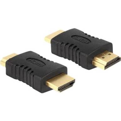 HDMI adapter, 1x HDMI dugó - 1x HDMI dugó, aranyozott, fekete, Delock HDMI adapter, 1x HDMI dugó - 1x HDMI dugó, aranyozott, fekete, Delock