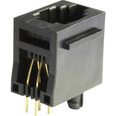 RJ 10 be&eacute;p&iacute;thető modul&aacute;ris aljzat, f&uuml;ggőleges MEB4/4PST Fekete econ connect MEB4/4PST