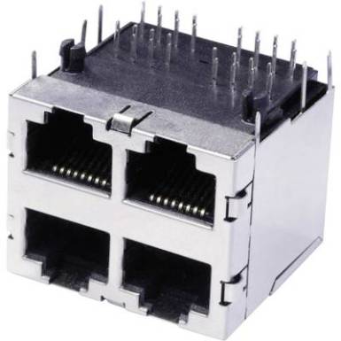 RJ45 aljzat, beépíthető, beforrasztható 4 x RJ45, fém házban, econ connect 3022S2 RJ45 aljzat, beépíthető, beforrasztható 4 x RJ45, fém házban, econ connect 3022S2