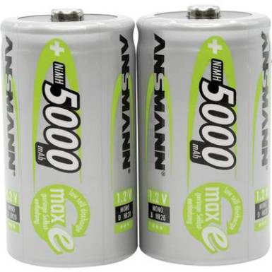 G&oacute;li&aacute;t akku D NiMH, 1,2V 5000 mAh, 2 db, Ansmann maxE HR20, LR20, D, AM1, XL, MN1300, 813, E95, LR20N, 13A