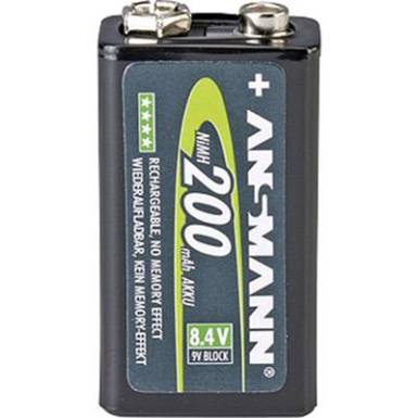 9V akku NiMH 8,4 V 200 mAh, Ansmann maxE 6LR61, HR6F22, HR9V, HR22, 6LR21, 6AM6, 6LP3146, MN1604, E Block 9V akku NiMH 8,4 V 200 mAh, Ansmann maxE 6LR61, HR6F22, HR9V, HR22, 6LR21, 6AM6, 6LP3146, MN1604, E Block