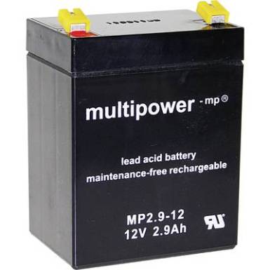 multipower MP2,9-12 A97275 Ólomakku 12 V 2.9 Ah Ólom-vlies (AGM) (Sz x Ma x Mé) 79 x 107 x 56 mm 4,8 mm-es laposérintkezős dugó Karbantartásmentes, Kis multipower MP2,9-12 A97275 Ólomakku 12 V 2.9 Ah Ólom-vlies (AGM) (Sz x Ma x Mé) 79 x 107 x 56 mm 4,8 mm-es laposérintkezős dugó Karbantartásmentes, Kis
