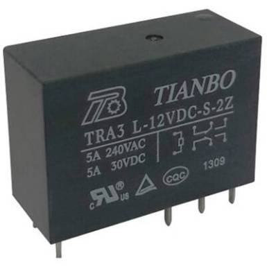Tianbo Electronics TRA3 L-24VDC-S-2Z Nyák relé 24 V/DC 8 A 2 váltó 1 db Tianbo Electronics TRA3 L-24VDC-S-2Z Nyák relé 24 V/DC 8 A 2 váltó 1 db
