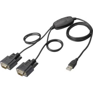 Digitus USB, Soros Csatlakoz&oacute;k&aacute;bel [1x USB 2.0 dug&oacute;, A t&iacute;pus - 2x D-SUB dug&oacute;, 9 p&oacute;lus&uacute;] 1.2 m Fekete