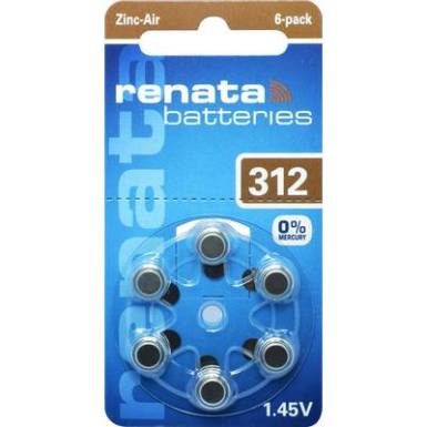 ZA312 hallókészülék elem, cink-levegő, 1,4V, 165 mAh, 6 db, Renata ZA312, PR41 ZA312 hallókészülék elem, cink-levegő, 1,4V, 165 mAh, 6 db, Renata ZA312, PR41