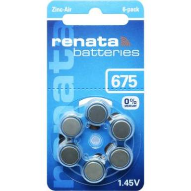 ZA675 hallókészülék elem, cink-levegő, 1,4V, 660 mAh, 6 db, Renata ZA675, PR44 ZA675 hallókészülék elem, cink-levegő, 1,4V, 660 mAh, 6 db, Renata ZA675, PR44