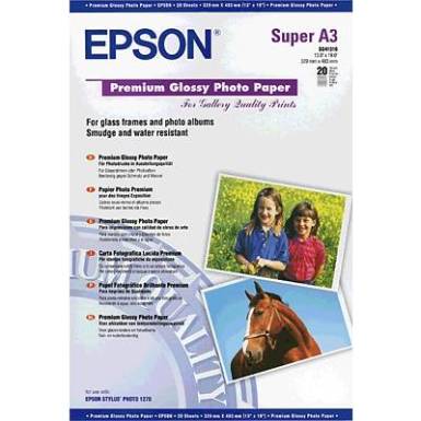 F&eacute;nyk&eacute;p pap&iacute;r Epson Premium Glossy Photo Paper C13S041316 DIN A3+ 255 g/m? 20 lap Magasf&eacute;nyű