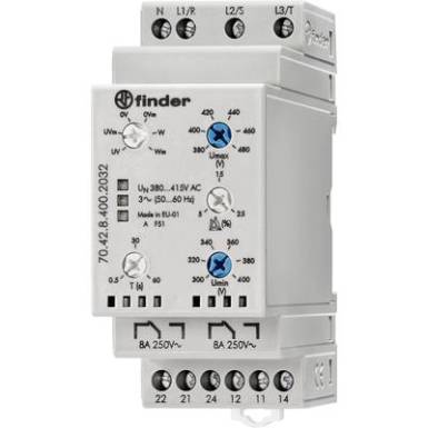 Felügyeleti relé 380 - 415 V/AC 2 váltó 1 db Finder 70.42.8.400.2032 Felügyeleti relé 380 - 415 V/AC 2 váltó 1 db Finder 70.42.8.400.2032