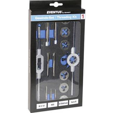 Menetv&aacute;g&oacute; k&eacute;szlet 16 r&eacute;szes HSS metrikus M3, M4, M5, M6, M8, M10, M12 Eventus 70607
